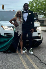 Elegant Dark Green Velvet Prom Homecoming Blazer