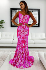 Sparkly Mermaid Orange Sequins Long Prom Dress