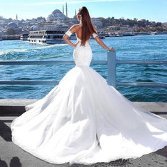 Ivory Mermaid Wedding Dress Sweetheart Bridal Dress