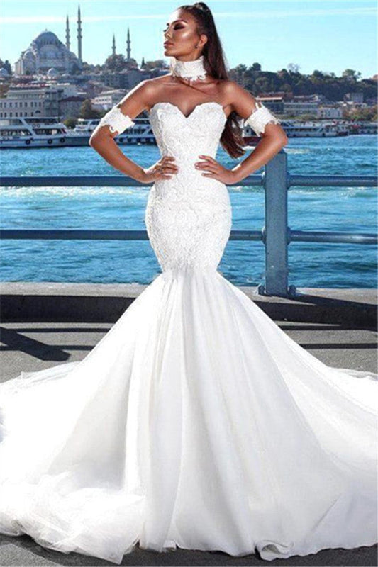 Ivory Mermaid Wedding Dress Sweetheart Bridal Dress