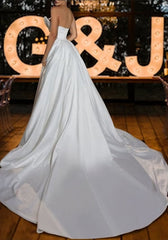 Gorgeous Sweetheart Beaded Mermaid Wedding Dress with Panel Train