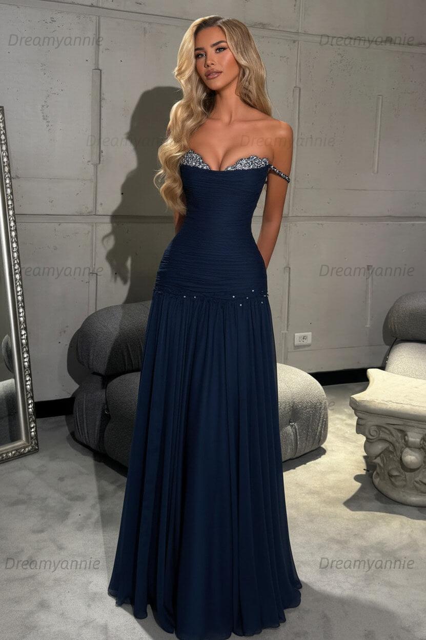 Dreamyannie Mint Green Off The Shoulder Prom Dress A Line Formal Evening Gown