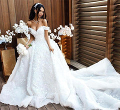 Off The Shoulder Appliques Luxurious Wedding Dress Princess Ball Gown Bridal Dress