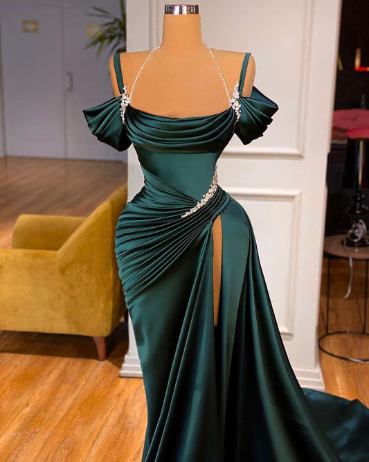 Stunning Off The Shoulder Mermaid Prom Dress Ruffles With High Split