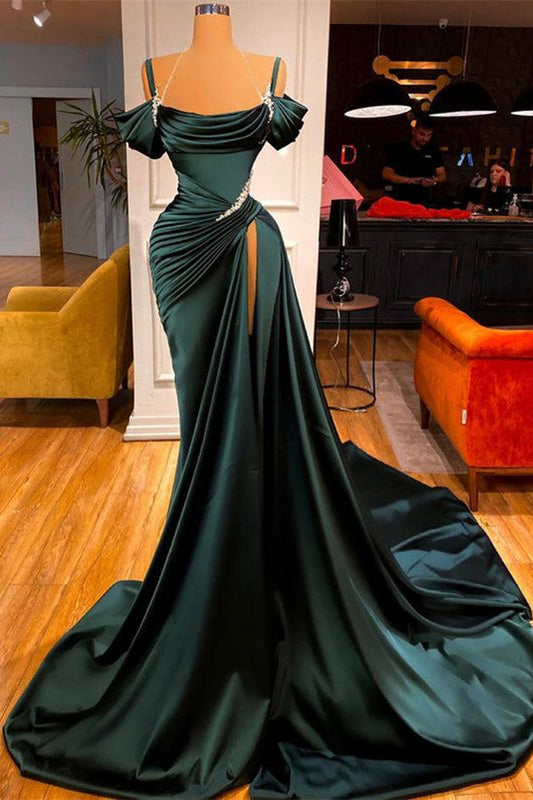 Stunning Off The Shoulder Mermaid Prom Dress Ruffles With High Split